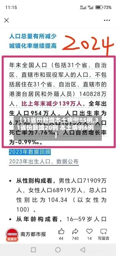 【31省份新增本土病例85例,31省份新增20例 本土病例6例】-第2张图片